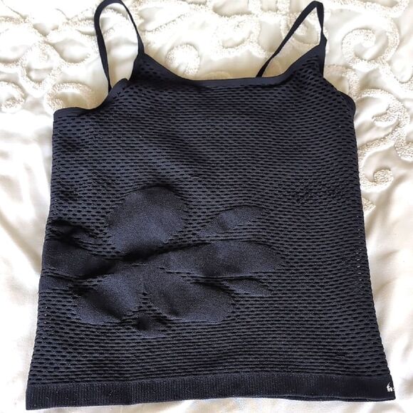 Nike Y2K Black Mesh Fishnet Stretchy Workout  Tank Top - Picture 1 of 10